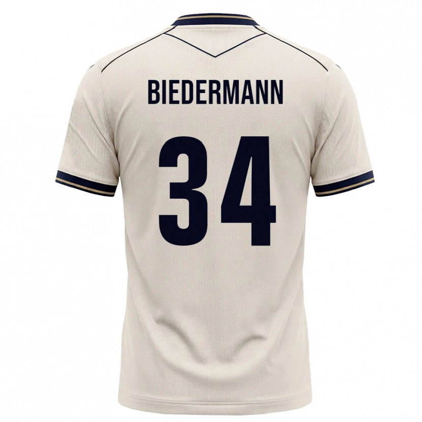Danxen Homme Maillot Nico Biedermann #34 Blanc Cassé Bleu Encre Tenues Extérieur 2026/27 T-Shirt