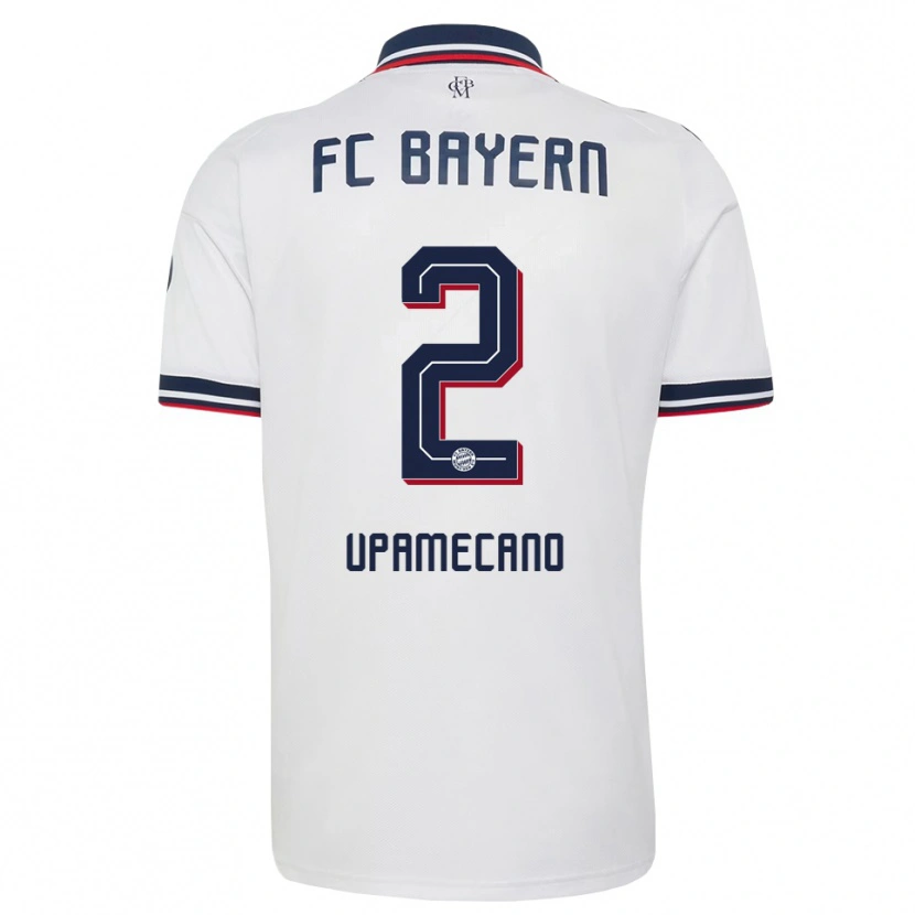 Danxen Homme Maillot Dayot Upamecano #2 Blanc Gris Rouge Tenues Extérieur 2026/27 T-Shirt