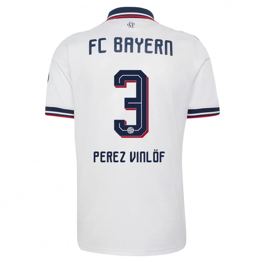Danxen Homme Maillot Matteo Perez Vinlöf #3 Blanc Gris Rouge Tenues Extérieur 2026/27 T-Shirt