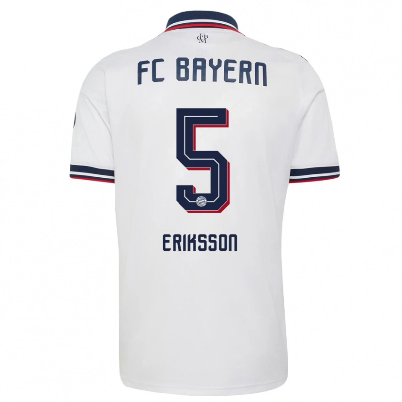 Danxen Homme Maillot Magdalena Eriksson #5 Blanc Gris Rouge Tenues Extérieur 2026/27 T-Shirt
