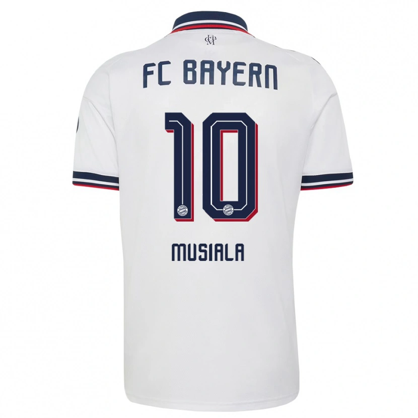 Danxen Homme Maillot Jamal Musiala #10 Blanc Gris Rouge Tenues Extérieur 2026/27 T-Shirt