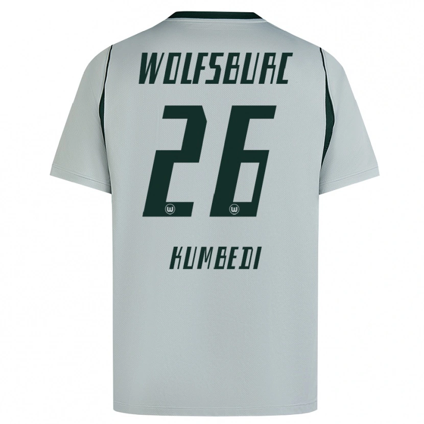 Danxen Homme Maillot Saël Kumbedi #26 Gris Vert Tenues Extérieur 2026/27 T-Shirt