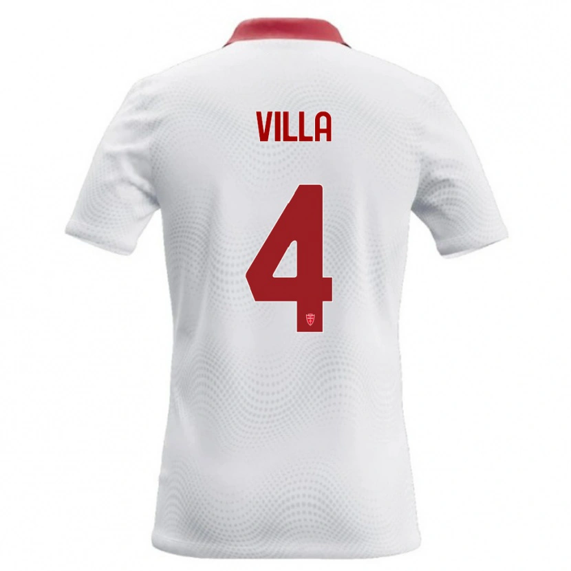 Danxen Homme Maillot Manuel Villa #4 Blanc Rouge Tenues Extérieur 2026/27 T-Shirt