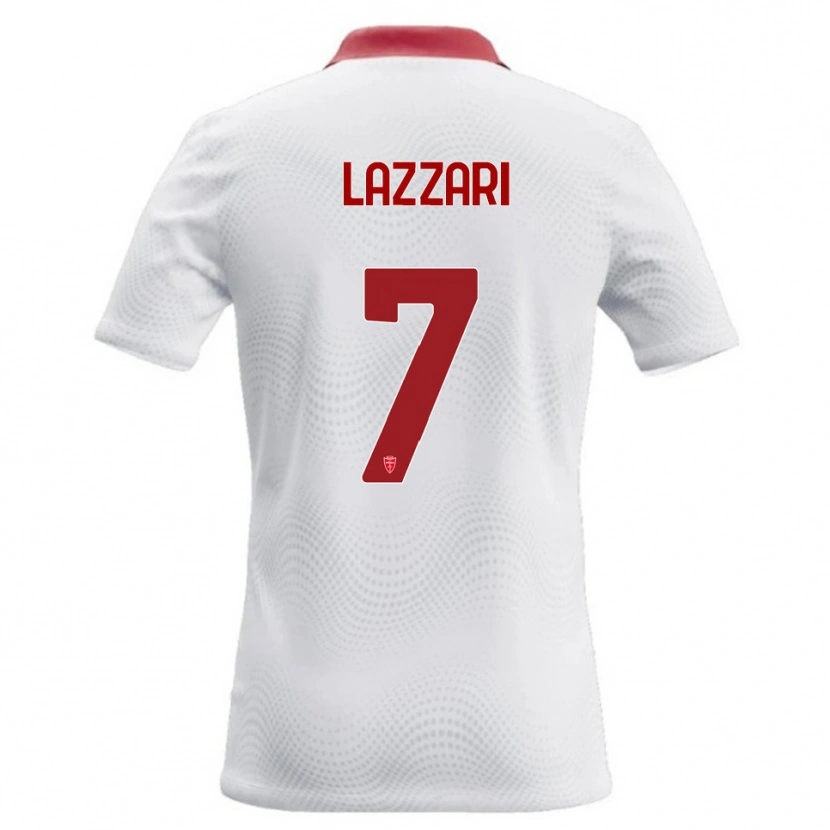 Danxen Homme Maillot Matteo Lazzari #7 Blanc Rouge Tenues Extérieur 2026/27 T-Shirt