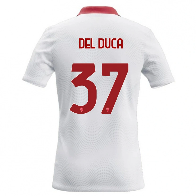 Danxen Homme Maillot Jacopo Del Duca #37 Blanc Rouge Tenues Extérieur 2026/27 T-Shirt