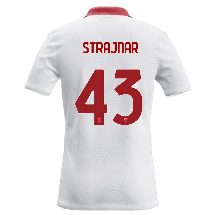 Danxen Homme Maillot Aljaz Strajnar #43 Blanc Rouge Tenues Extérieur 2026/27 T-Shirt