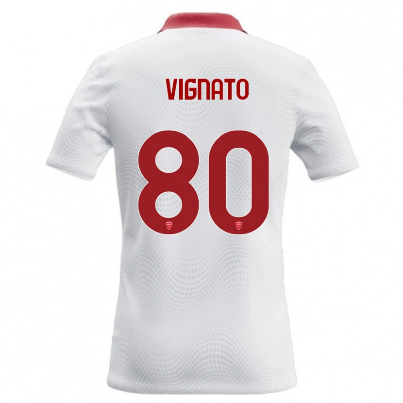 Danxen Homme Maillot Samuele Vignato #80 Blanc Rouge Tenues Extérieur 2026/27 T-Shirt