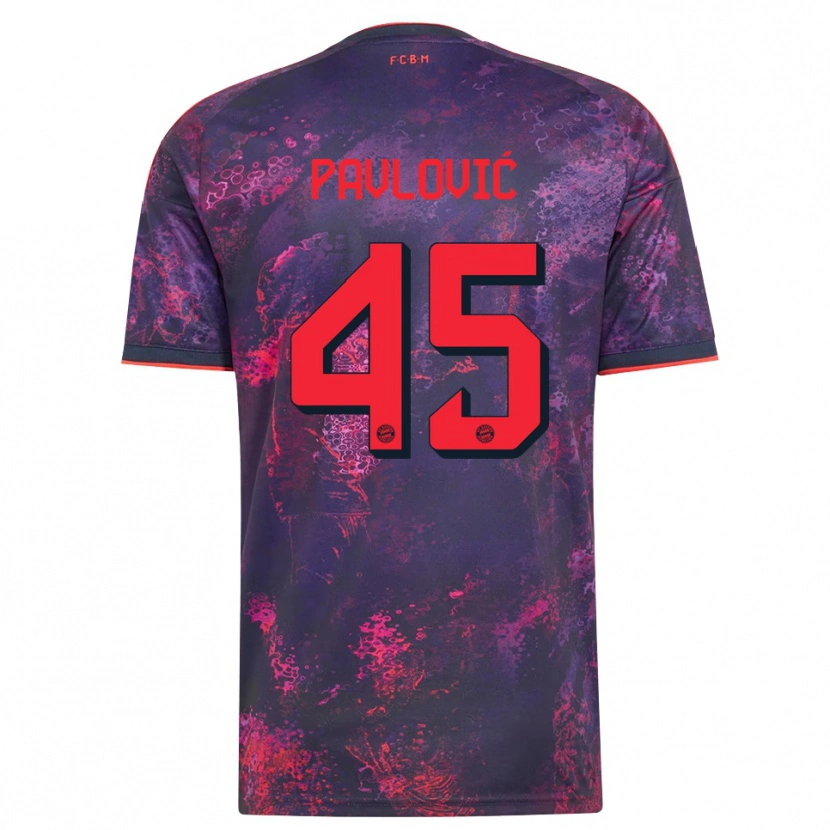 Danxen Homme Maillot Aleksandar Pavlovic #45 Rouge Violet Troisieme 2026/27 T-Shirt