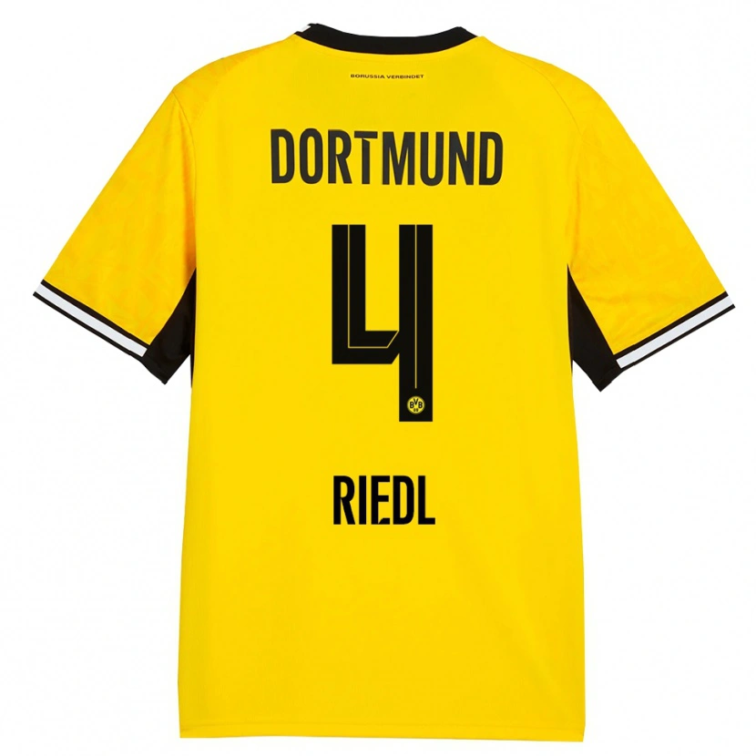 Danxen Femme Maillot Jan-Luca Riedl #4 Jaune Noir Blanc Tenues Domicile 2026/27 T-Shirt