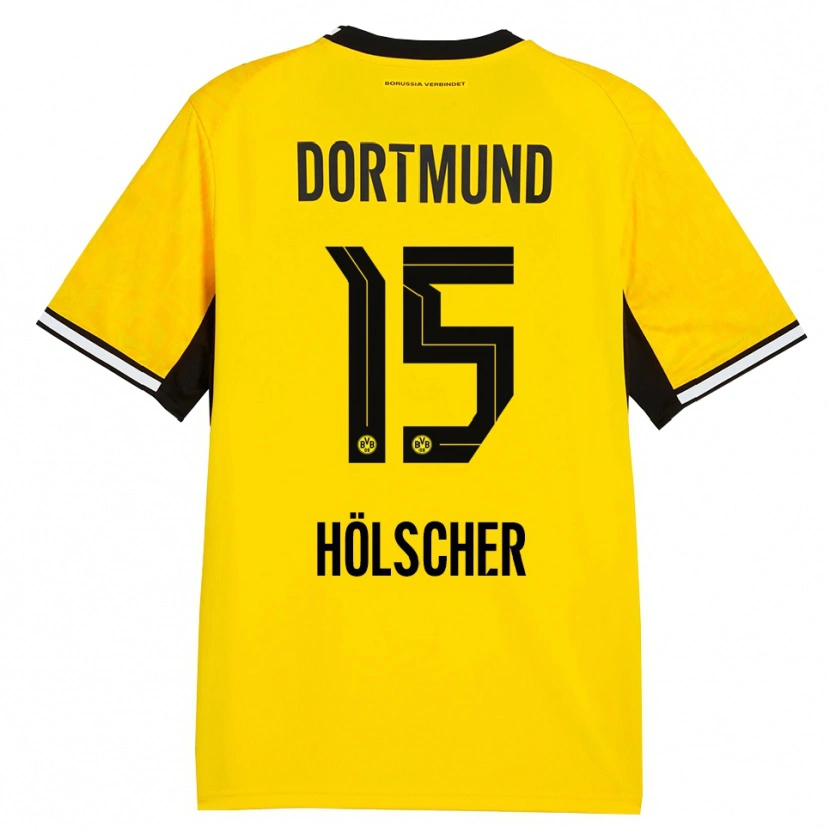 Danxen Femme Maillot Mats Hölscher #15 Jaune Noir Blanc Tenues Domicile 2026/27 T-Shirt