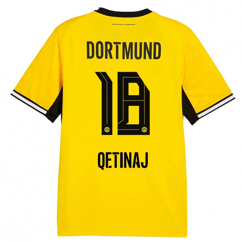 Danxen Femme Maillot Edon Qetinaj #18 Jaune Noir Blanc Tenues Domicile 2026/27 T-Shirt