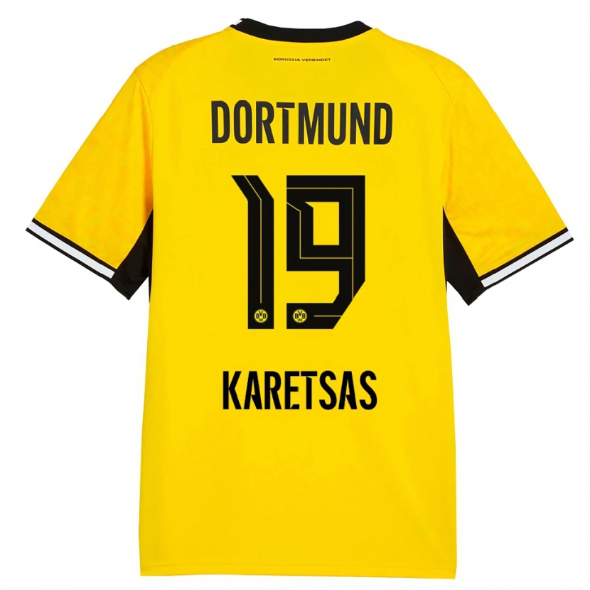 Danxen Femme Maillot Konstantinos Karetsas #19 Jaune Noir Blanc Tenues Domicile 2026/27 T-Shirt