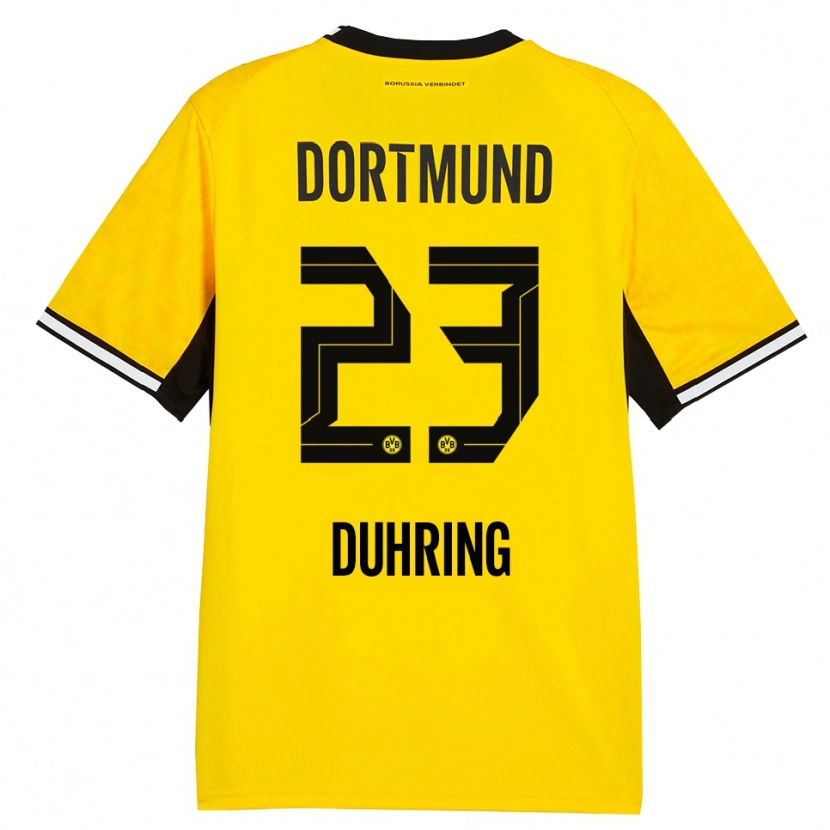 Danxen Femme Maillot Marc Niclas Duhring #23 Jaune Noir Blanc Tenues Domicile 2026/27 T-Shirt