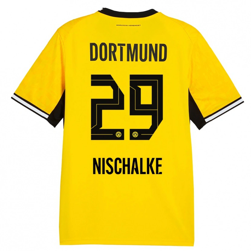 Danxen Femme Maillot Jermain Nischalke #29 Jaune Noir Blanc Tenues Domicile 2026/27 T-Shirt