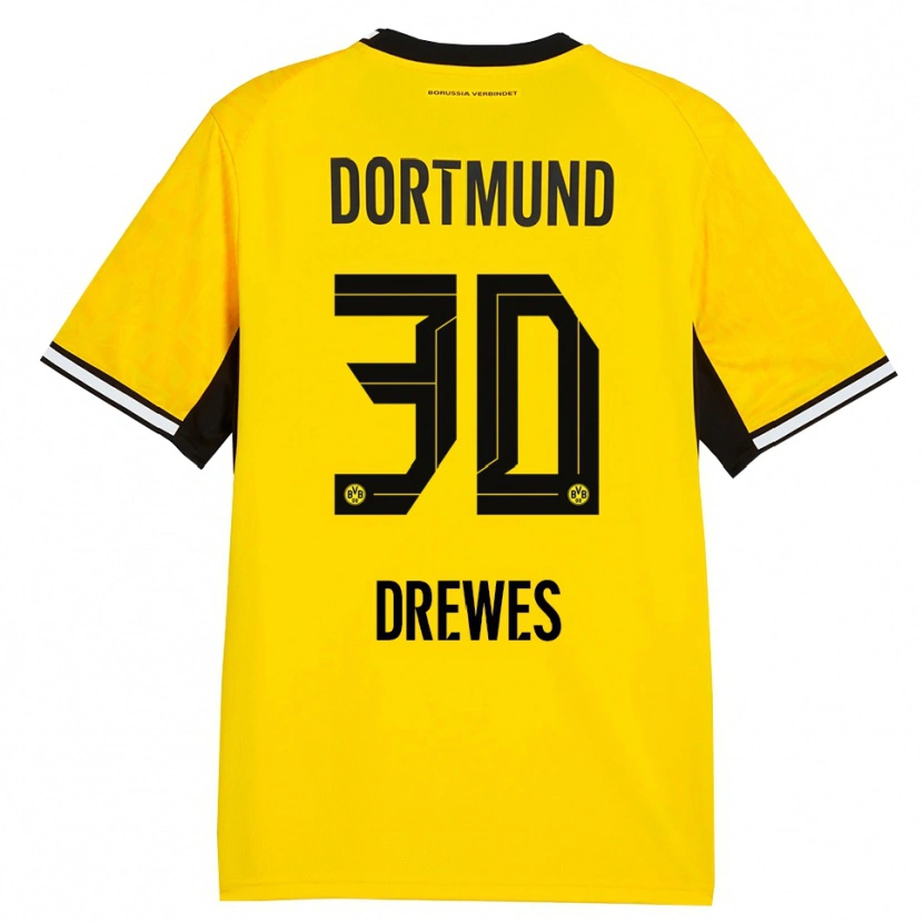 Danxen Femme Maillot Patrick Drewes #30 Jaune Noir Blanc Tenues Domicile 2026/27 T-Shirt