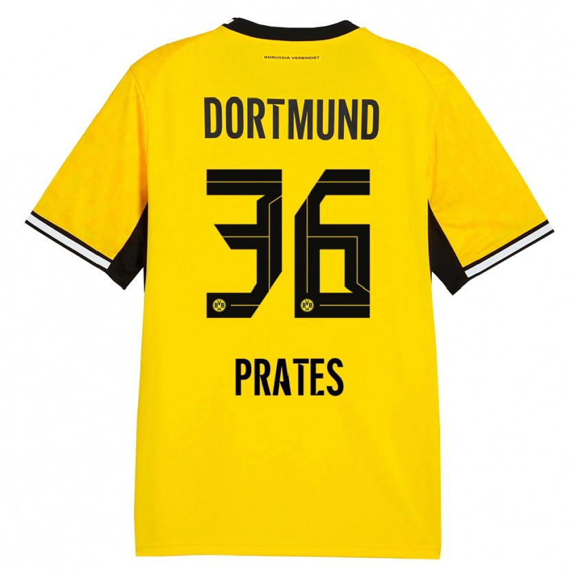 Danxen Femme Maillot Kauã Prates #36 Jaune Noir Blanc Tenues Domicile 2026/27 T-Shirt