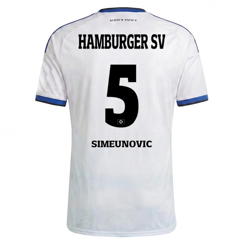 Danxen Femme Maillot Denis Simeunovic #5 Blanc Noir Bleu Tenues Domicile 2026/27 T-Shirt