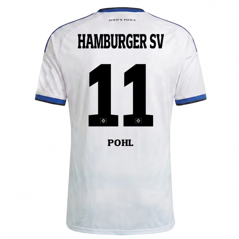 Danxen Femme Maillot Jannik Pohl #11 Blanc Noir Bleu Tenues Domicile 2026/27 T-Shirt