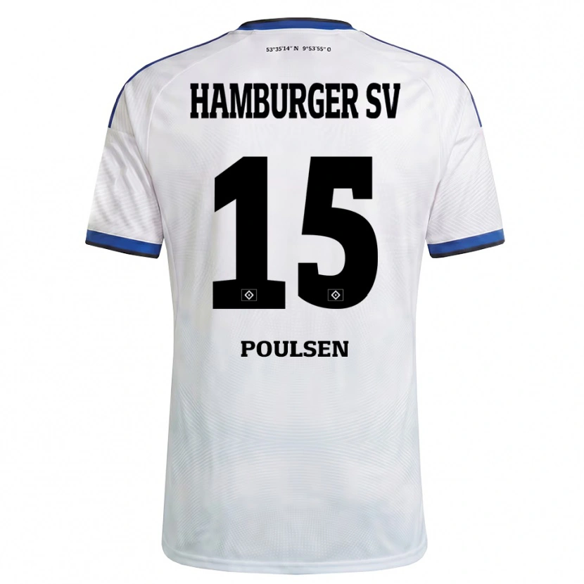 Danxen Femme Maillot Yussuf Poulsen #15 Blanc Noir Bleu Tenues Domicile 2026/27 T-Shirt