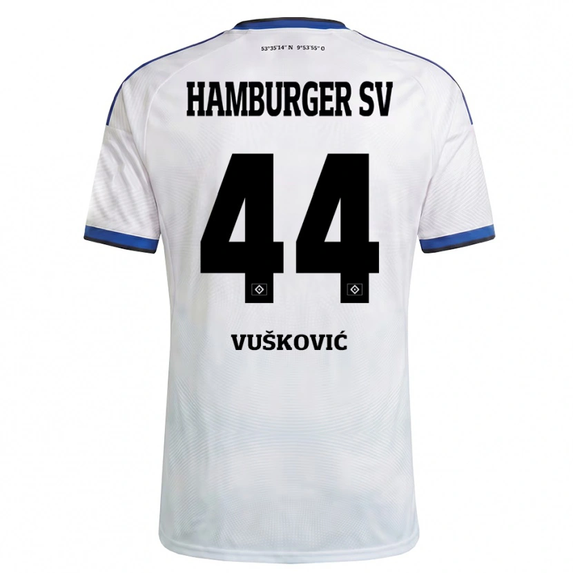 Danxen Femme Maillot Mario Vuskovic #44 Blanc Noir Bleu Tenues Domicile 2026/27 T-Shirt