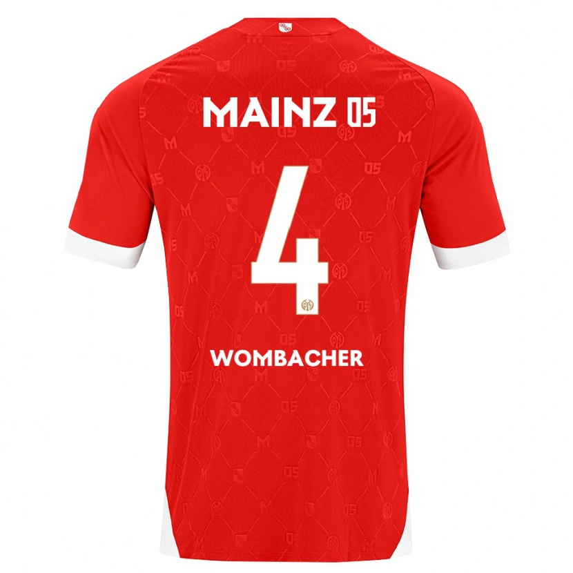 Danxen Femme Maillot Fynn Wombacher #4 Rouge Blanc Tenues Domicile 2026/27 T-Shirt