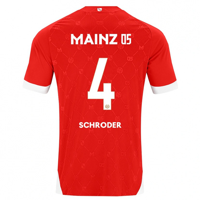 Danxen Femme Maillot Lara Schröder #4 Rouge Blanc Tenues Domicile 2026/27 T-Shirt