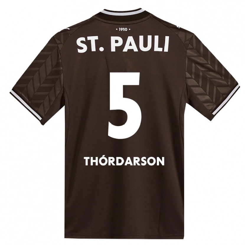 Danxen Femme Maillot Gísli Thórdarson #5 Café Blanc Tenues Domicile 2026/27 T-Shirt