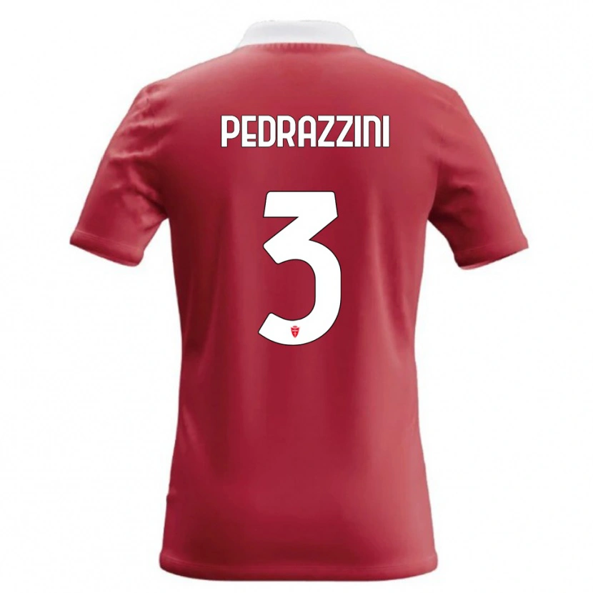 Danxen Femme Maillot Carlo Pedrazzini #3 Rouge Blanc Tenues Domicile 2026/27 T-Shirt