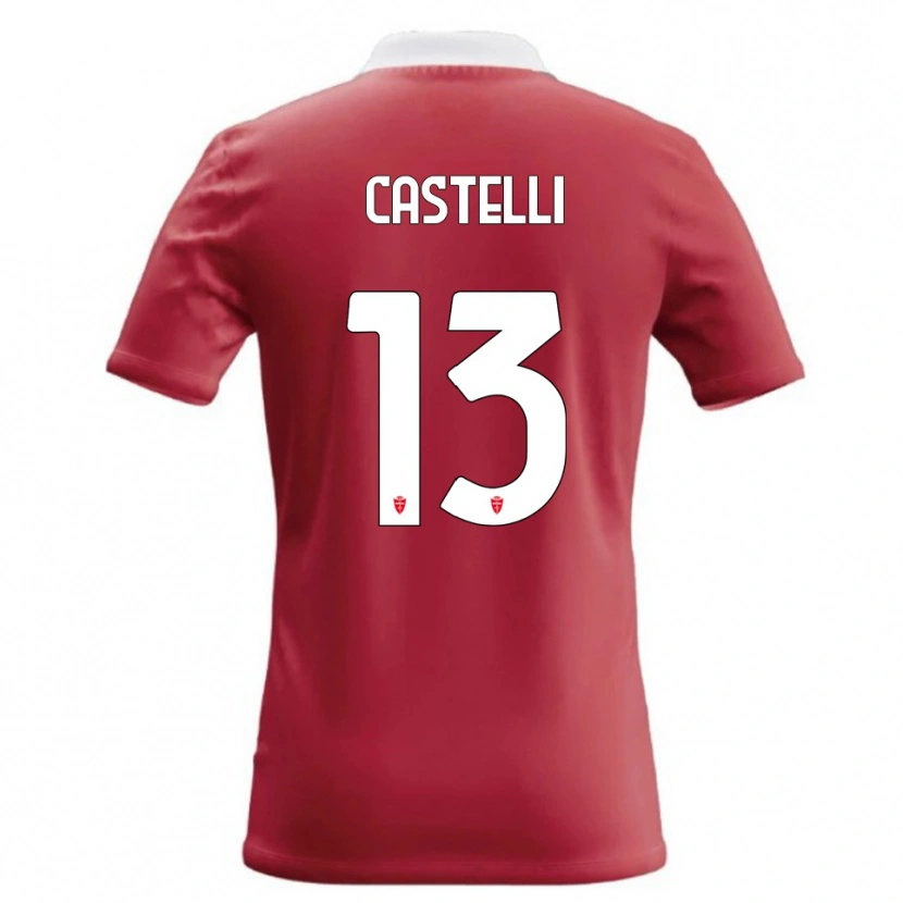 Danxen Femme Maillot Davide Castelli #13 Rouge Blanc Tenues Domicile 2026/27 T-Shirt