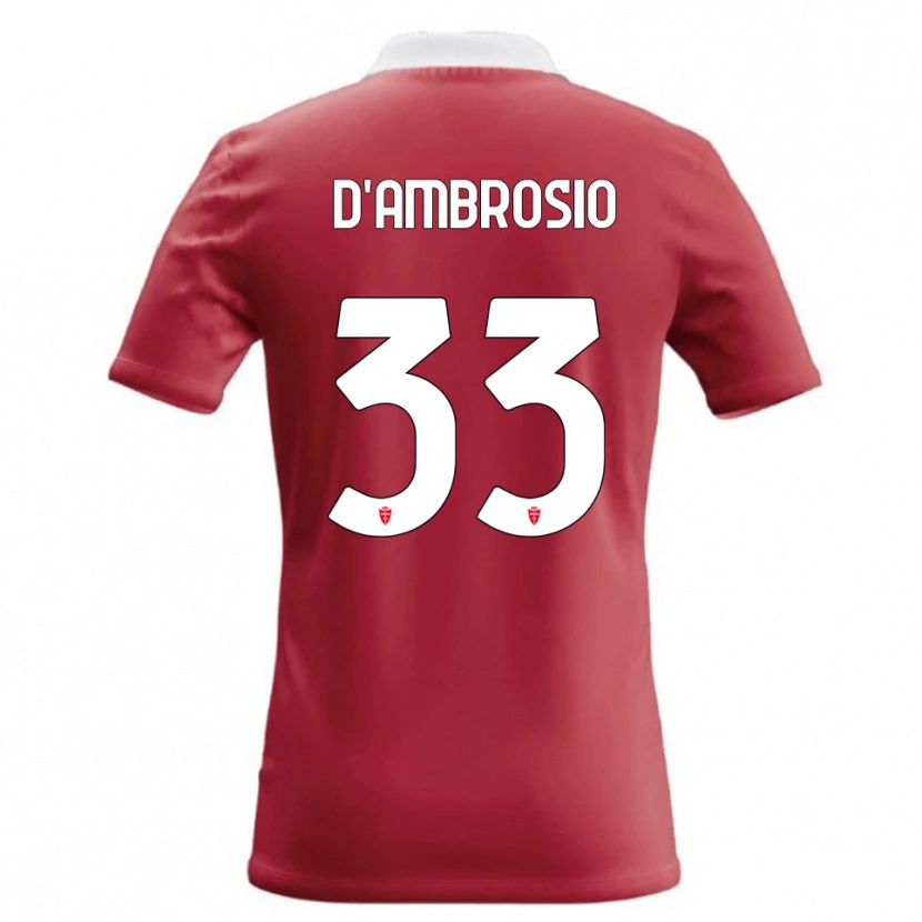 Danxen Femme Maillot Danilo D'ambrosio #33 Rouge Blanc Tenues Domicile 2026/27 T-Shirt