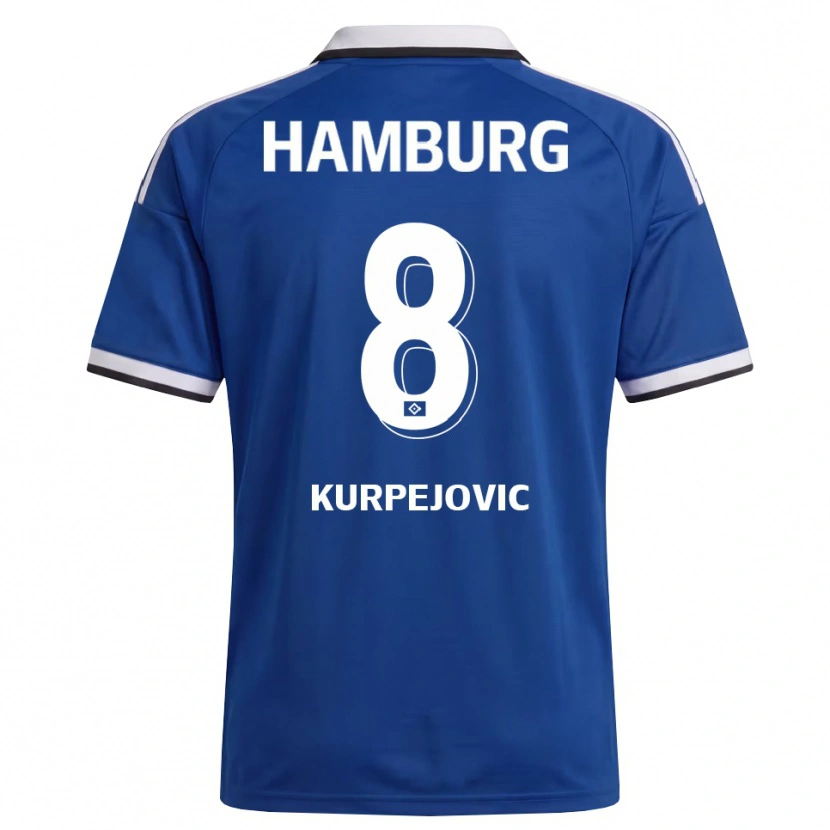 Danxen Femme Maillot Emin Kurpejovic #8 Blanc Bleu Tenues Extérieur 2026/27 T-Shirt