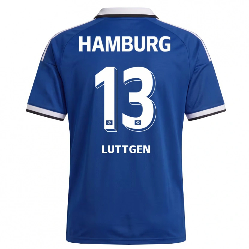 Danxen Femme Maillot Lasse Lüttgen #13 Blanc Bleu Tenues Extérieur 2026/27 T-Shirt