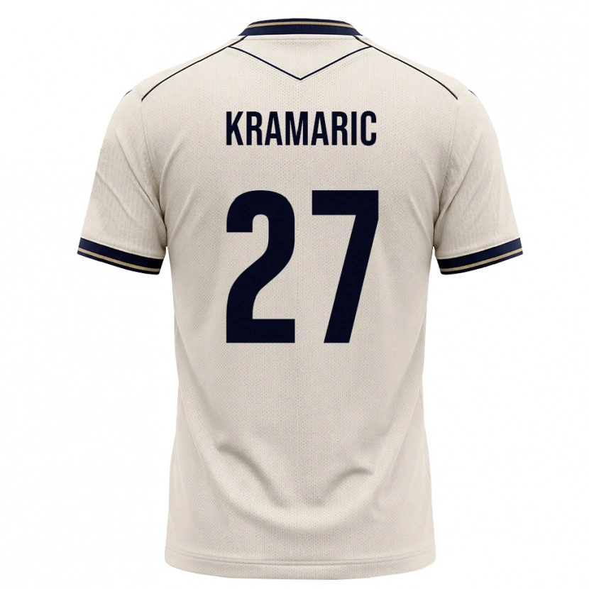 Danxen Femme Maillot Andrej Kramaric #27 Blanc Cassé Bleu Encre Tenues Extérieur 2026/27 T-Shirt