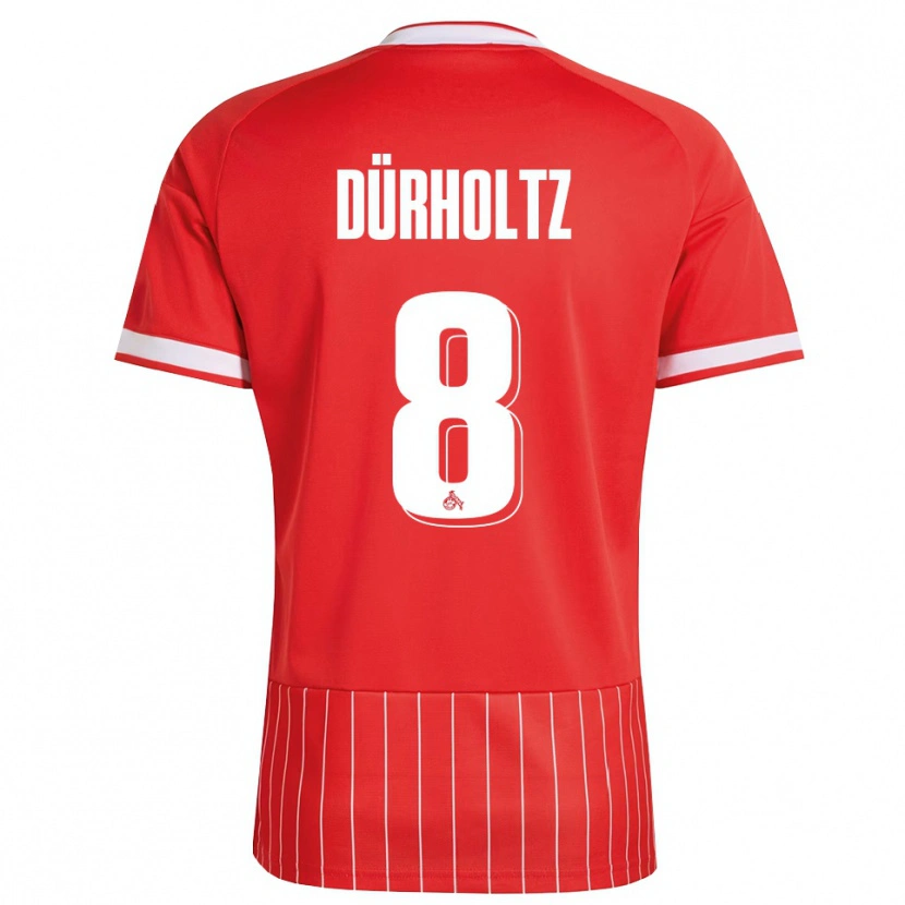 Danxen Femme Maillot Luca Dürholtz #8 Rouge Blanc Vert Tenues Extérieur 2026/27 T-Shirt