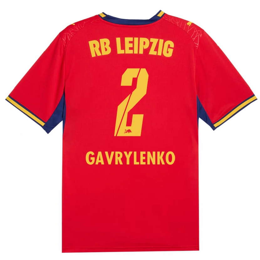 Danxen Femme Maillot Oleksandr Gavrylenko #2 Rouge Jaune Bleu Roi Tenues Extérieur 2026/27 T-Shirt