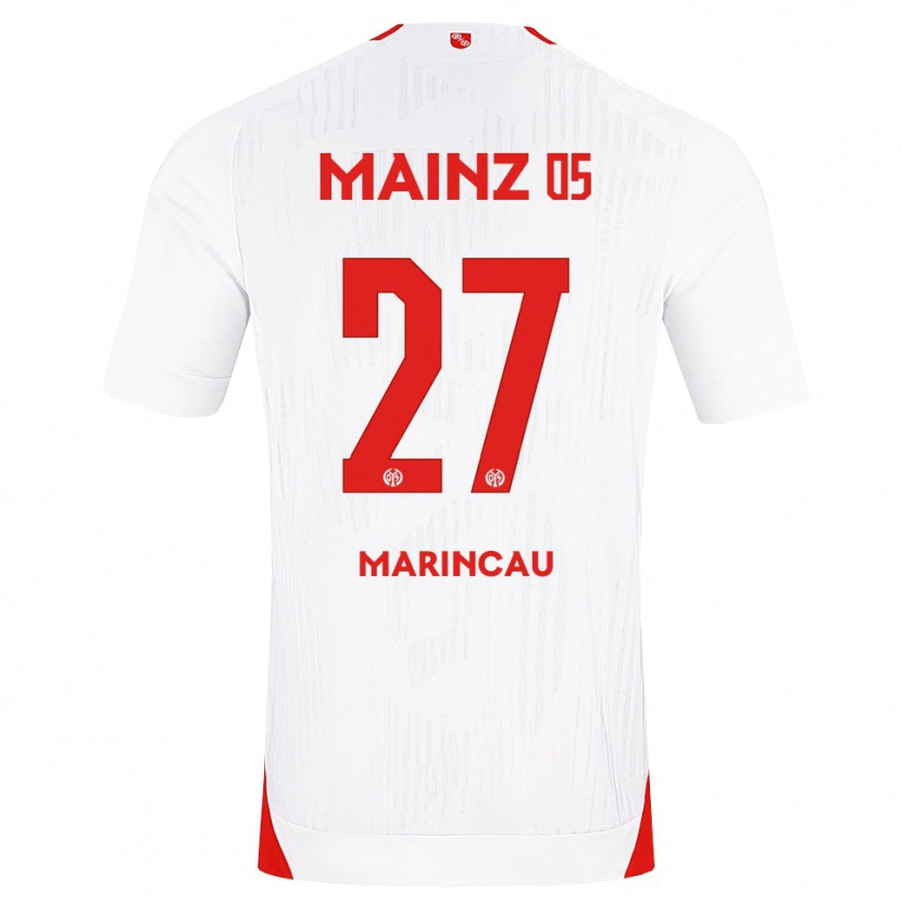 Danxen Femme Maillot Emanuel Marincău #27 Blanc Rouge Jaune Tenues Extérieur 2026/27 T-Shirt