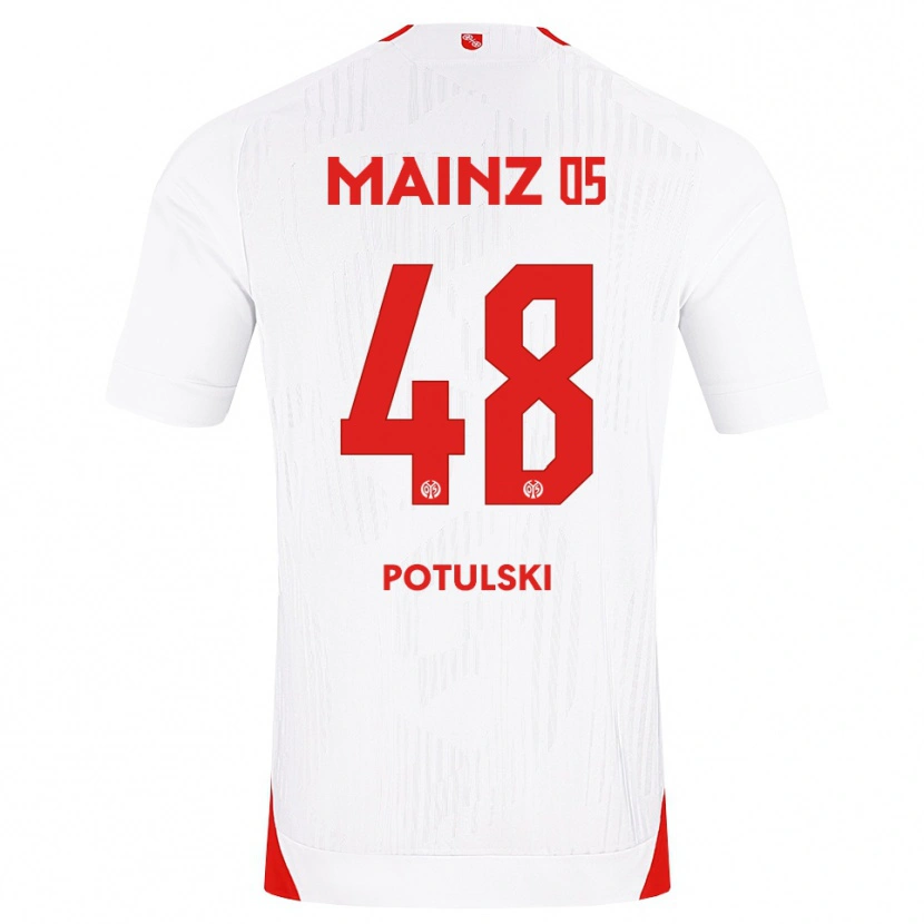 Danxen Femme Maillot Kacper Potulski #48 Blanc Rouge Jaune Tenues Extérieur 2026/27 T-Shirt