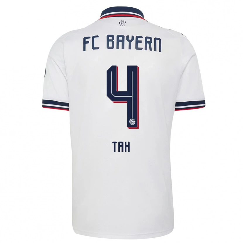 Danxen Femme Maillot Jonathan Tah #4 Blanc Gris Rouge Tenues Extérieur 2026/27 T-Shirt
