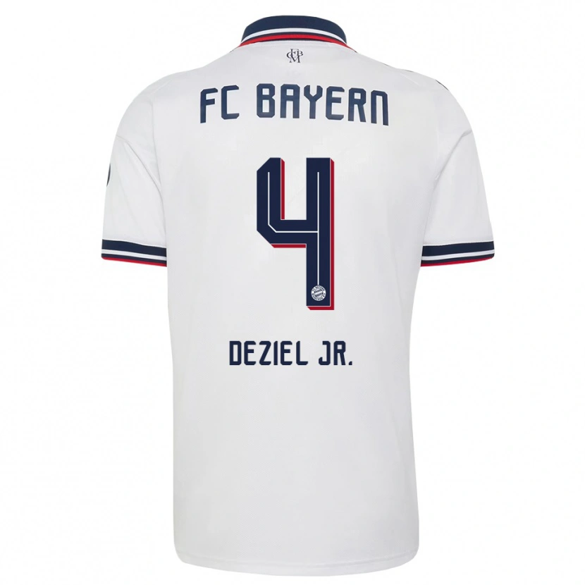 Danxen Femme Maillot Robert Deziel Jr. #4 Blanc Gris Rouge Tenues Extérieur 2026/27 T-Shirt