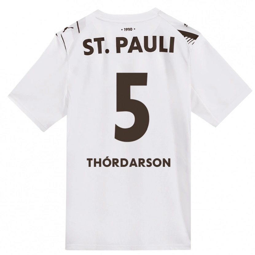 Danxen Femme Maillot Gísli Thórdarson #5 Café Blanc Rouge Tenues Extérieur 2026/27 T-Shirt