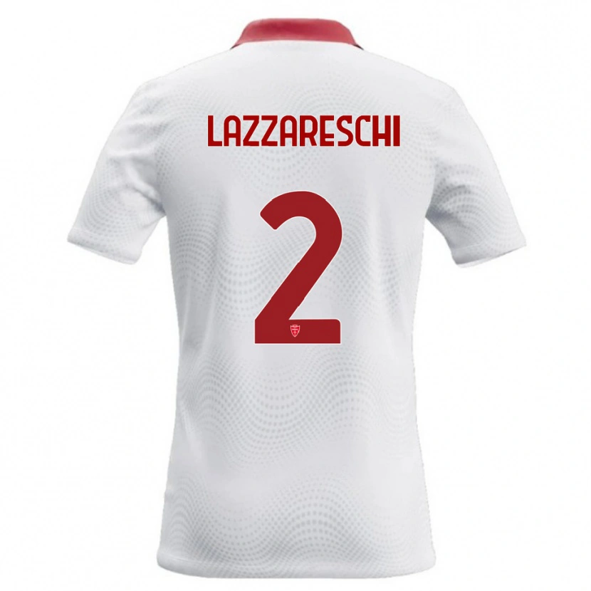 Danxen Femme Maillot Andrea Lazzareschi #2 Blanc Rouge Tenues Extérieur 2026/27 T-Shirt