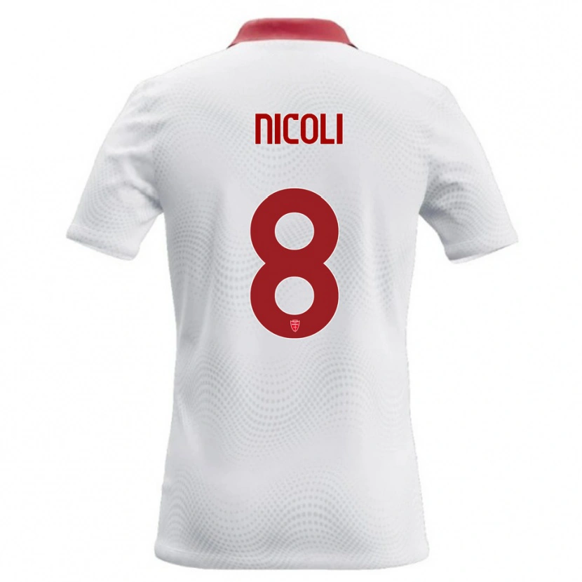 Danxen Femme Maillot Andrea Nicoli #8 Blanc Rouge Tenues Extérieur 2026/27 T-Shirt
