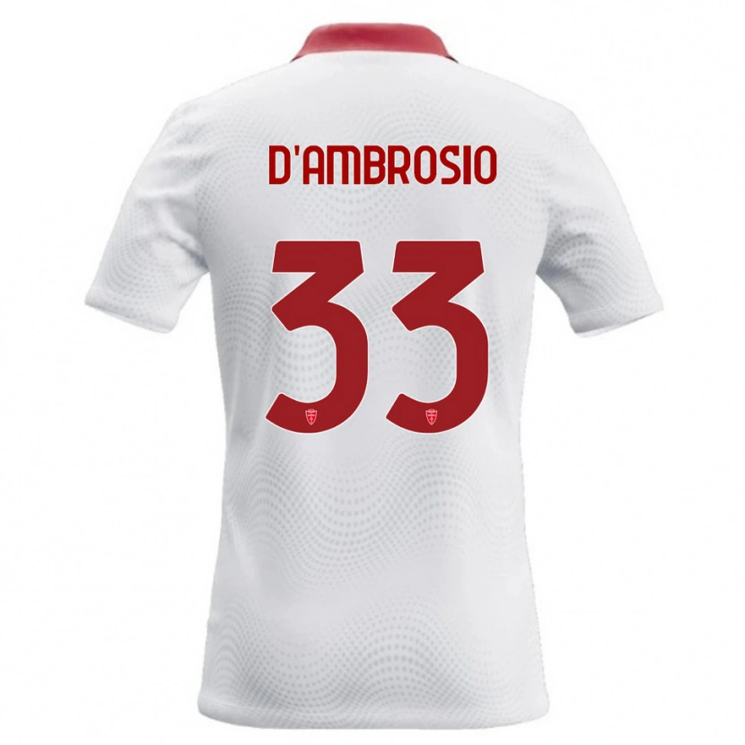 Danxen Femme Maillot Danilo D'ambrosio #33 Blanc Rouge Tenues Extérieur 2026/27 T-Shirt