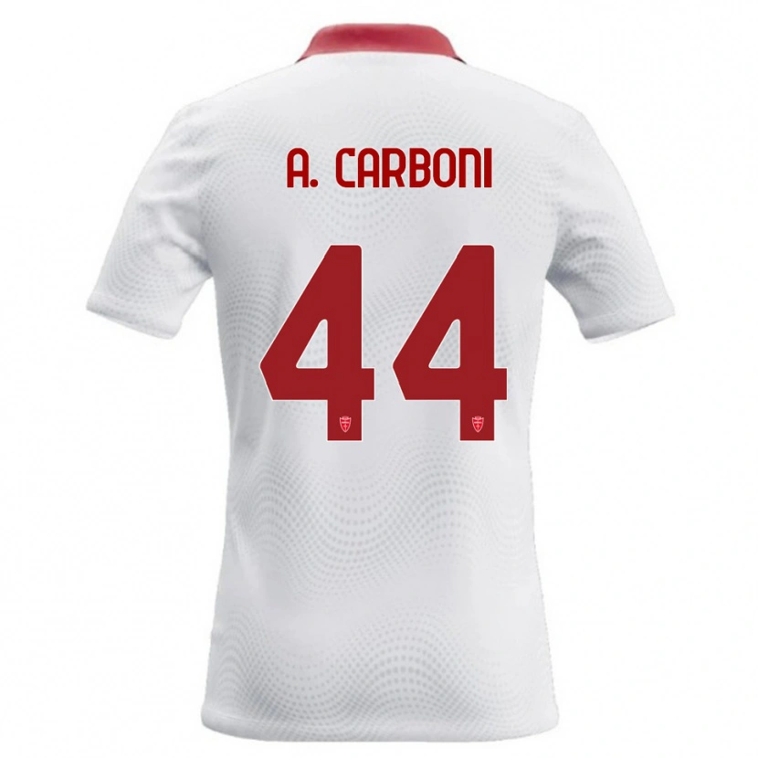 Danxen Femme Maillot Andrea Carboni #44 Blanc Rouge Tenues Extérieur 2026/27 T-Shirt
