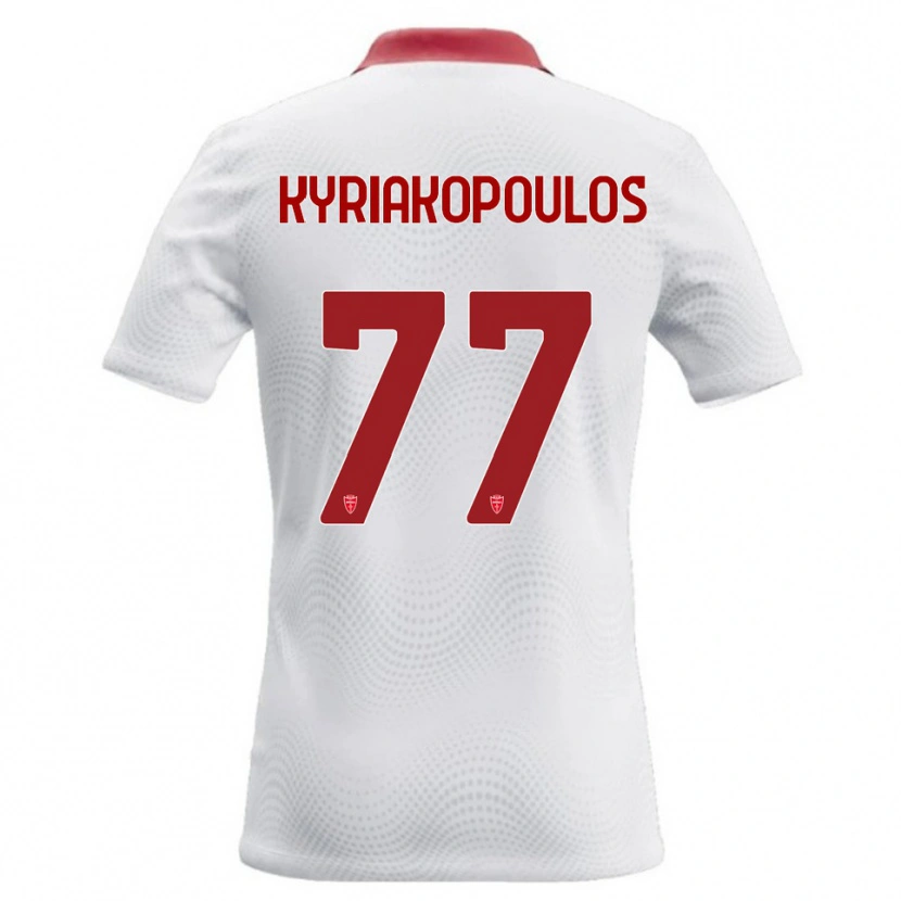 Danxen Femme Maillot Georgios Kyriakopoulos #77 Blanc Rouge Tenues Extérieur 2026/27 T-Shirt