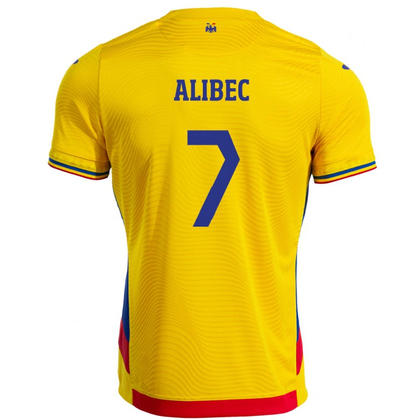 Danxen Enfant Maillot Roumanie Denis Alibec #7 Jaune Tenues Domicile 24-26 T-Shirt