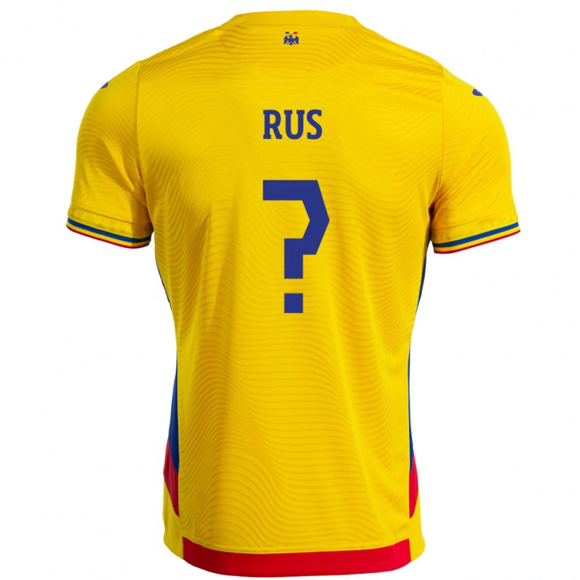 Danxen Enfant Maillot Roumanie Jayden Rus #0 Jaune Tenues Domicile 24-26 T-Shirt
