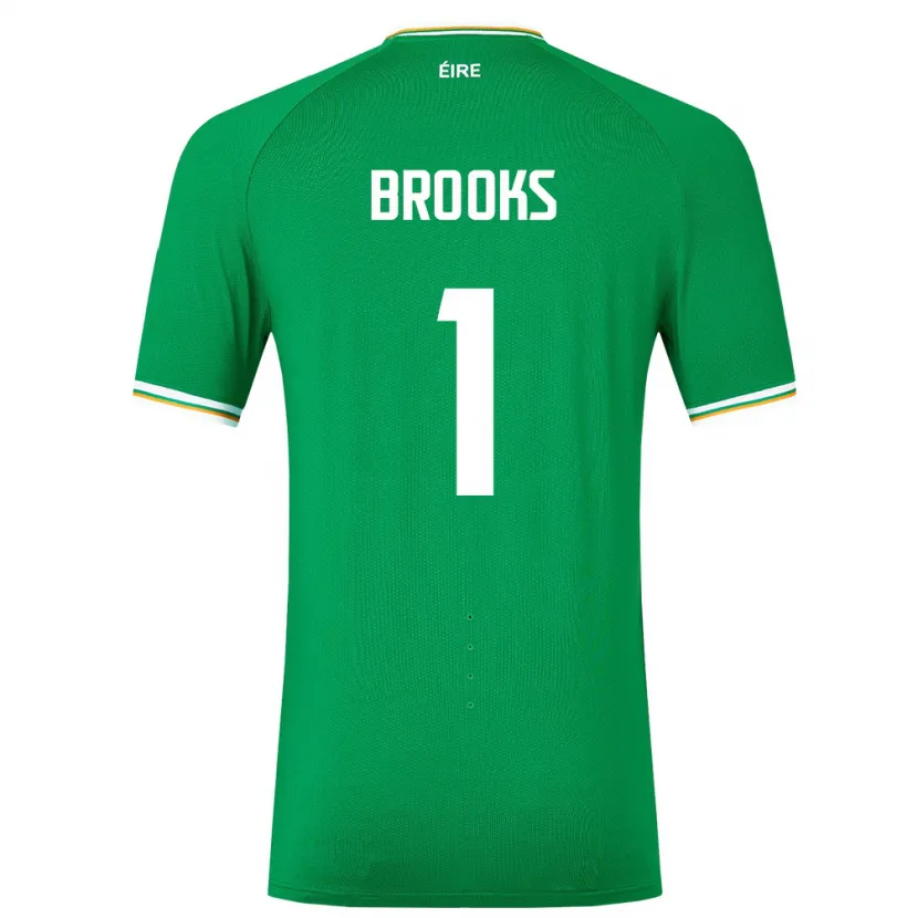 Danxen Enfant Maillot Irlande Tiernan Brooks #1 Vert Tenues Domicile 24-26 T-Shirt