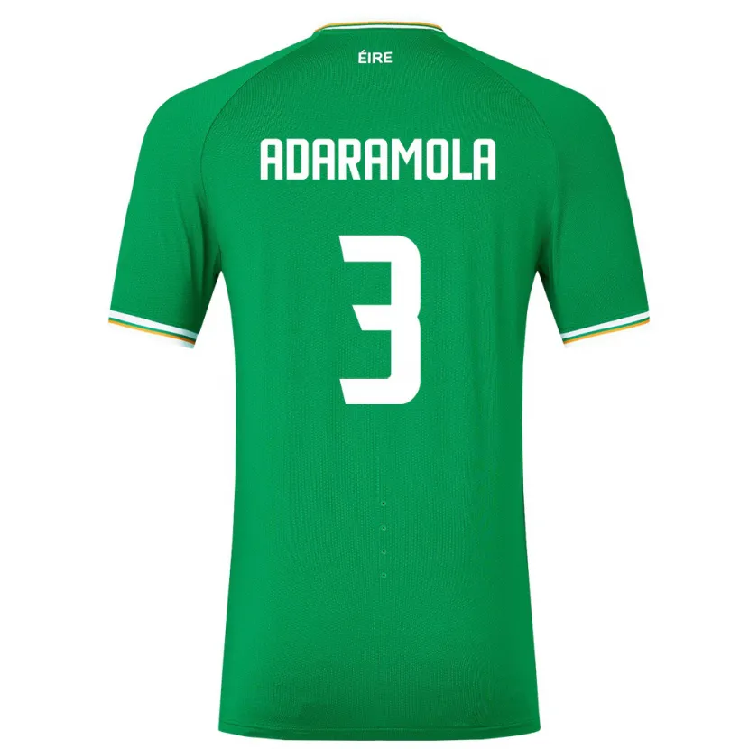 Danxen Enfant Maillot Irlande Tayo Adaramola #3 Vert Tenues Domicile 24-26 T-Shirt