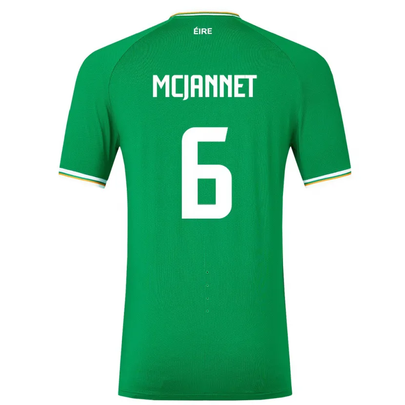 Danxen Enfant Maillot Irlande Ed Mcjannet #6 Vert Tenues Domicile 24-26 T-Shirt